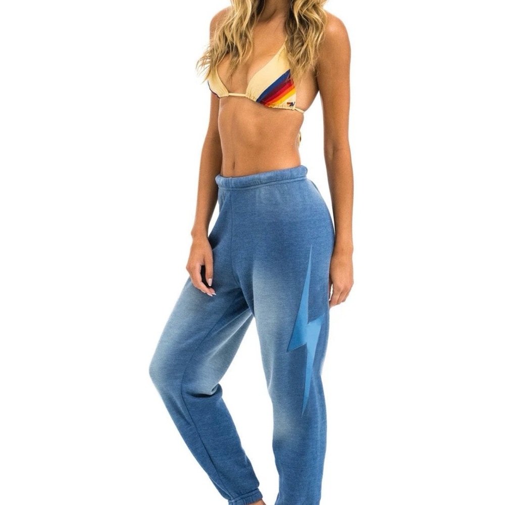 AVIATOR NATION BOLT STITCH SWEATPANTS - FADED WATER